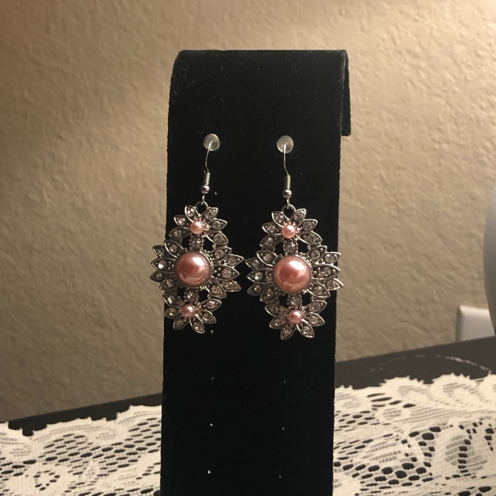 Elegant Pink and Silver Dangle Earrings